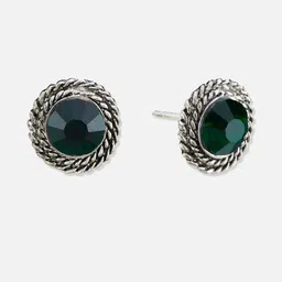 Anouk German Silver-Plated Artificial Stones Studded Circular Shaped Studs image 4