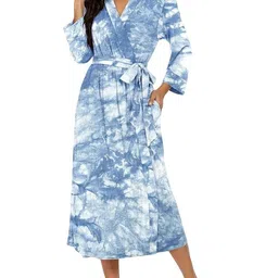 For You For Me Faded Sky Tie-Dye Printed Wrap Bath Robe-93