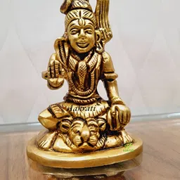 Aakrati Gold-Toned Lord Mahadev Idol Brass Showpiece-image-66