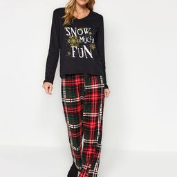 Trendyol Women Printed Top with Checked Pyjama-image-53