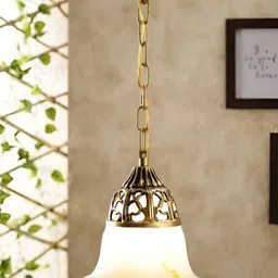 Whiteray Gold-Toned & White Aluminium Traditional Bell Shaped Ceiling Lamp-image-92
