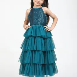 Jelly Jones Teal Embellished Midi Dress with Hairband-image-30