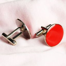 Tossido Red & Gold-Toned Metal Cufflink-image-102