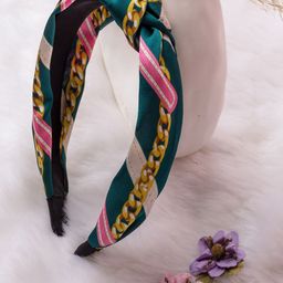 Jewelz Women Green & Pink Printed Hairband-97