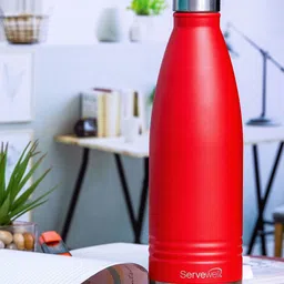 Servewell Red Indus - SS Stainless Steel Water Bottle 1 L-image-3
