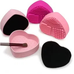 Veoni BELLE Heart Shape Portable Silicone Cosmetic Brush Cleaning Pad - Pink-25