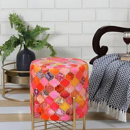 Shadowkart Pink Wooden Pouffes Sitting Mudda Ottomans-24