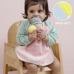 MiArcus Infants Multicoloured Set of 2 Colourblocked Overall Knitted Bibs-3