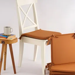 SKANDA FAB Set Of 6 Cinnamon Brown Pure Cotton Foam Chair Pad-image-60
