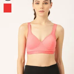 Lady Lyka Pack Of 2 Red & Pink Solid Non-Wired Lightly Padded Workout Bra PROVOGUE-4