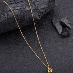 DressBerry Gold Plated Stones Studded  Heart Shape Pendant & Chain-48