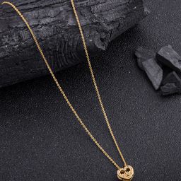 DressBerry Gold Plated Stones Studded King Taj Shape Pendant & Chain-52