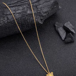 DressBerry Gold-Plated Butterfly-Shaped Stone-Studded Pendant & Chain-37