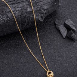 DressBerry Gold Plated Stones Studded King Taj Shape Pendant & Chain-33
