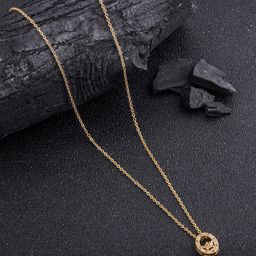 DressBerry Gold Plated Stones Studded King Taj Shape Pendant & Chain-11