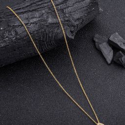 DressBerry Gold-Plated Leaf-Shaped Stone-Studded Pendant & Chain-image-26