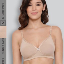 LYRA Pack Of 2 Combed Cotton Seamless Cross Over Moulded Bra-53