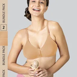 LYRA Pack Of 2 Cotton Rich Mesh Ladder Wire Free Moulded and Seamless Bra-image-91