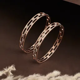 ATIBELLE Set Of 2 Rose Gold-Plated AD-Studded Bangles-image-20