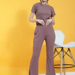 Rigo Self-Textured Pure Cotton Rib Knit Slim Fit Top Trousers Co-ord Set-picture-21