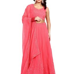 TIKODI Embroidered Sequinned Semi-Stitched Lehenga & Unstitched Blouse With Dupatta-17