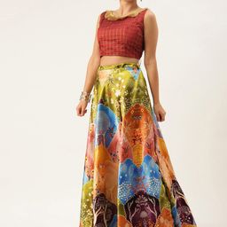Kaizen TEXO FAB Printed Semi-Stitched Lehenga & Unstitched Blouse With Dupatta-image-66