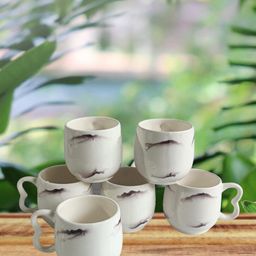 Love Unlimited White & Purple 6 Pieces Printed Ceramic Glossy Cups 125 ml Each-11