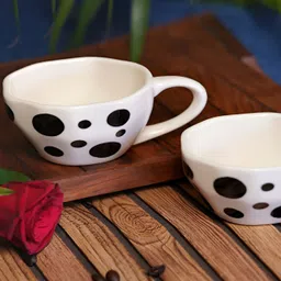 Freakway White & Black 2 Pieces Printed Glossy Dishwasher Safe Cups 300 ml-10