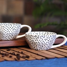 Freakway White & Black 2 Pieces Printed Glossy Dishwasher Safe Cups 300 ml-24