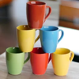 Freakway Brown & Yellow 6 Pieces Printed Dishwasher Safe Matte Cups 300ml-8