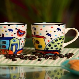 Freakway Cream & Blue 2 Pieces Printed Glossy Dishwasher Safe Mugs 270ml-image-60