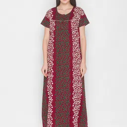 AV2 Women Maroon Printed Pure Cotton Nightdress-image-66