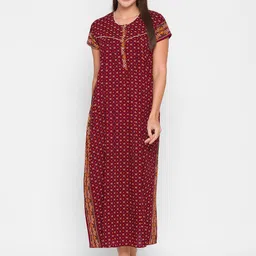 AV2 Maroon Printed Maxi Nightdress-44