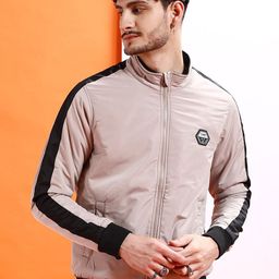 The Indian Garage Co Men Camel Brown Colourblocked Crop Outdoor Padded Jacket-image-90