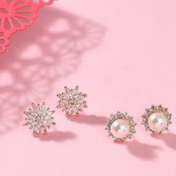 Zaveri Pearls Set of 2 Gold-Plated Gold-Toned & White Contemporary Studs Earrings-8