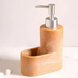 Nestasia Brown Matte Textured Ceramic Liquid Soap Dispenser With Holder-11
