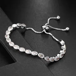 Yellow Chimes Women Silver-Toned Crystals Silver-Plated Wraparound Bracelet-13