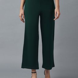 elleven Women Green Solid Knitted Palazzos-image-71