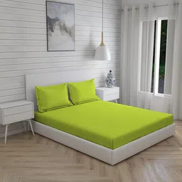 Layers Green 144 TC Double Solid Bed Sheet with 2 Pillow Covers-image-60