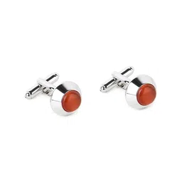 Alvaro Castagnino Brown & Silver-Toned Geometric Cufflink-image-99