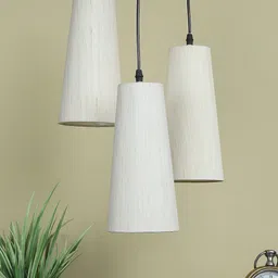 Devansh Off White & Black 3 Pieces Textured Ceiling Lamps-32