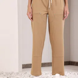 EVERDION Women Relaxed Straight Leg Straight Fit Easy Wash Regular Trousers-image-7