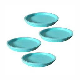 LASAKI 4 Pieces Blue Round Ceramic Pot Trays-55