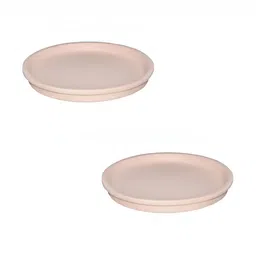 LASAKI 2 Pieces Pink Round Ceramic Plates-12