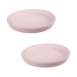 LASAKI 2 Pieces Pink Round Ceramic Pot Trays-19