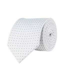 KOVOVE Men White & Grey Abstract Dash Line Woven Design Broad Tie-21