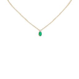Angara 14KT Gold Oval Emerald Solitaire Diamond Studded Pendant-0.54 gm-image-33