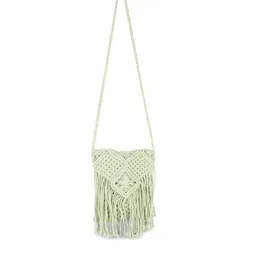 ASTRID Women Green Swagger Sling Bag with Fringed-26
