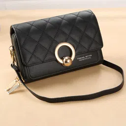 Diva Dale Textured PU Structured Sling Bag with Quilted-image-15