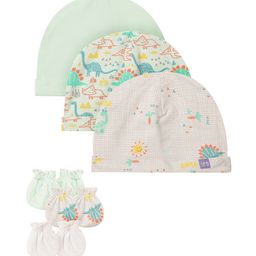 MiArcus Infant Kids Set of 3 Printed Cotton Beanies With Mittens-16